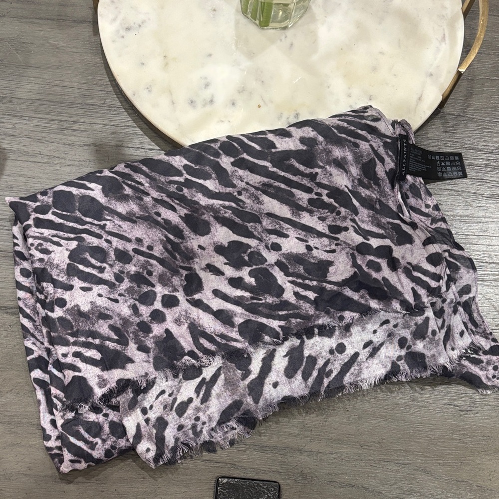All Saints Black and Grey  Patterned Scarf